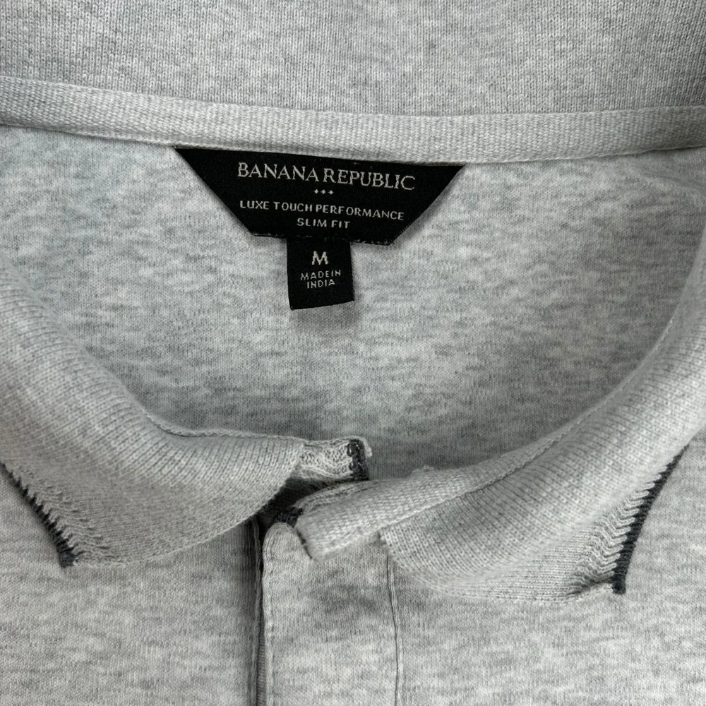Banana Republic Luxe Touch Performance Polo Shirt Mens Medium Gray Slim Fit